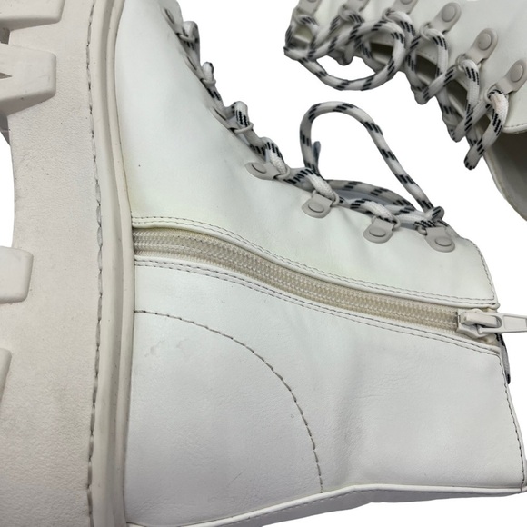 Moussy Open Toe Chunky Boots White Lace Up Ankle US 7 Combat Style - Picture 15 of 16